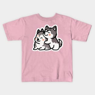 Husky Hugs Retro Dog Lover Malamute Kids T-Shirt